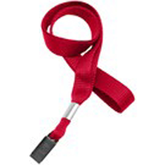 BRADY PEOPLE ID, LANYARD STANDARD, RED, 5/8 FLAT WOVEN LANYARD W/NICKEL PLATED STEEL BULLDOG CLIP, MOQ 1 PACK, 100 PER PACK